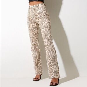 Motel Rocks Beige Zebra Print Pants